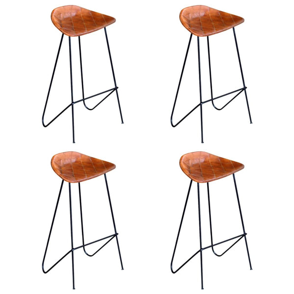 vidaXL Tabourets de bar 4 pcs Cuir véritable Marron