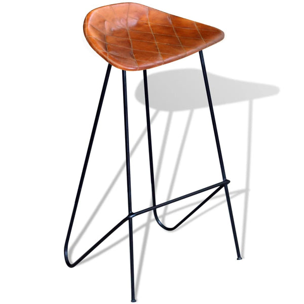 vidaXL Tabourets de bar 4 pcs Cuir véritable Marron