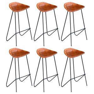 vidaXL Tabourets de bar 6 pcs Marron Cuir véritable