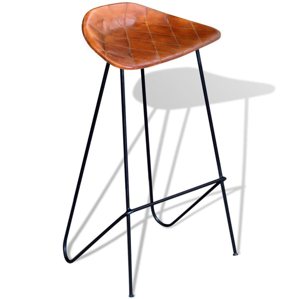 vidaXL Tabourets de bar 6 pcs Marron Cuir véritable