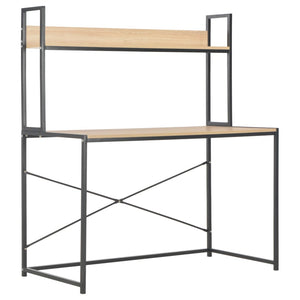 Computertisch Schwarz und Eiche 120x60x138 cm