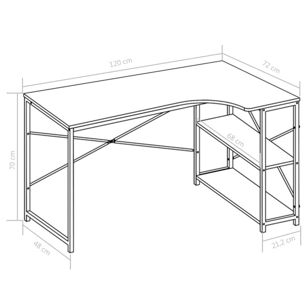 Computertisch Schwarz und Eiche 120x72x70 cm