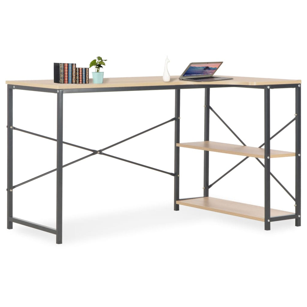 Computertisch Schwarz und Eiche 120x72x70 cm