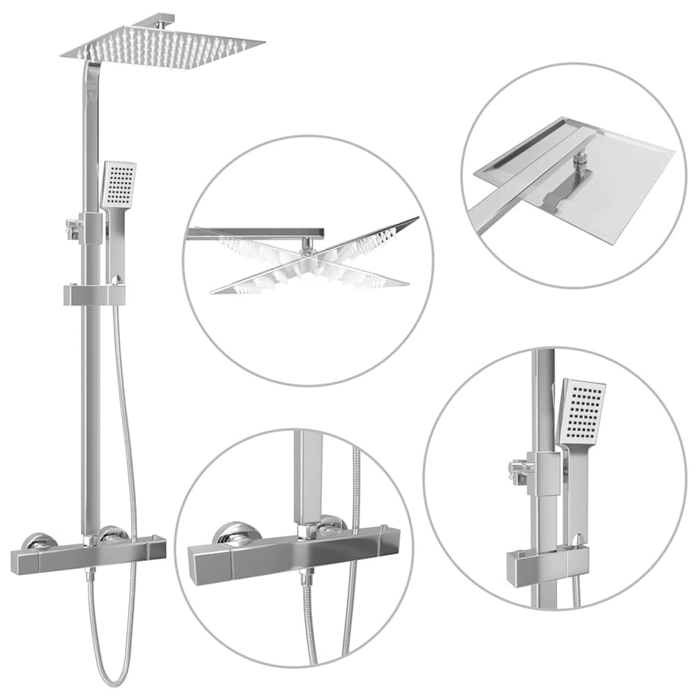 vidaXL Ensemble de douche double tête avec thermostatique acier inoxydable