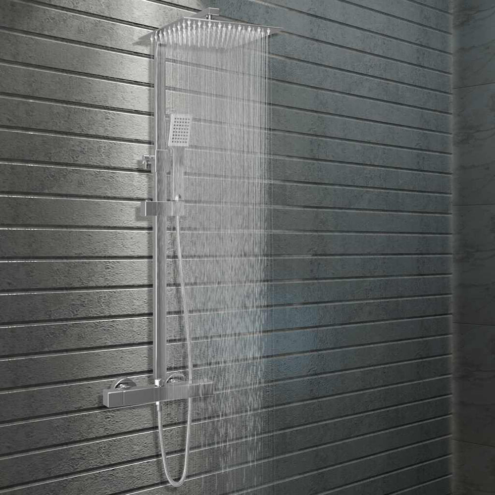 vidaXL Ensemble de douche double tête avec thermostatique acier inoxydable