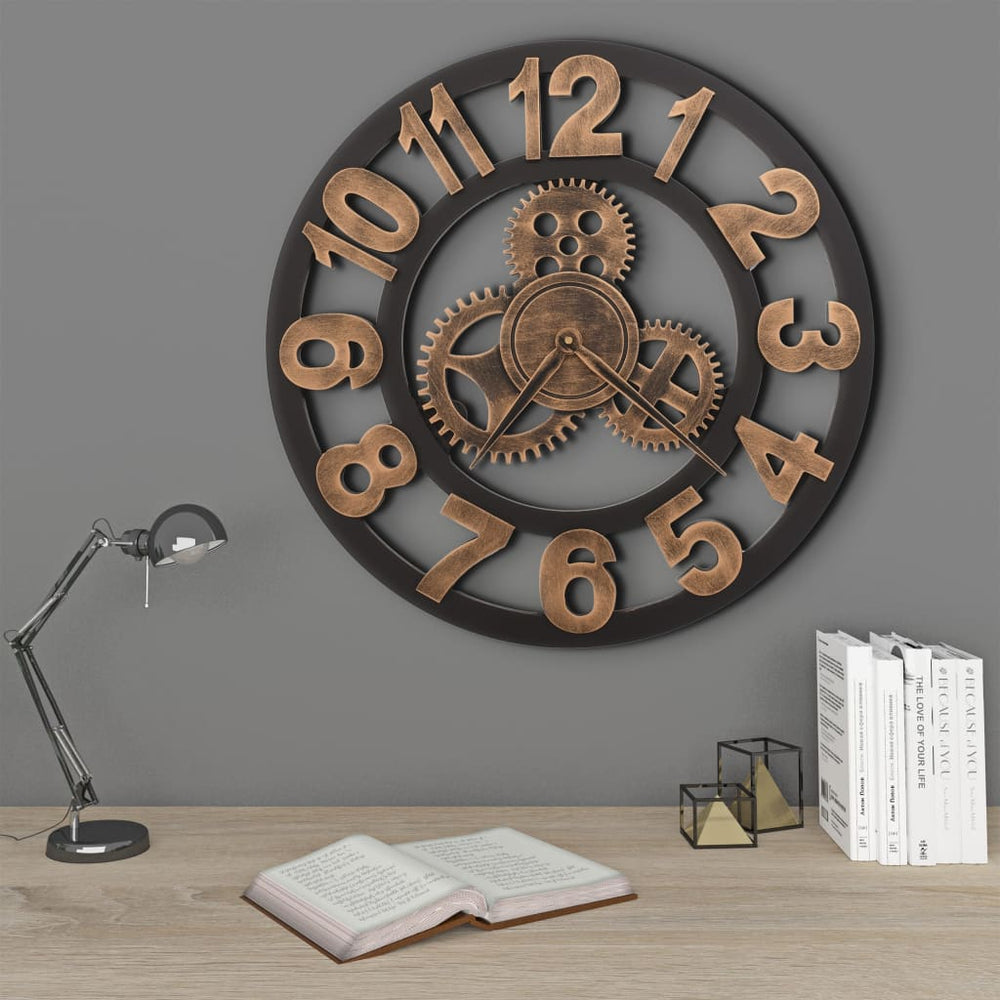 vidaXL Horloge murale en métal 58 cm dorée et noire