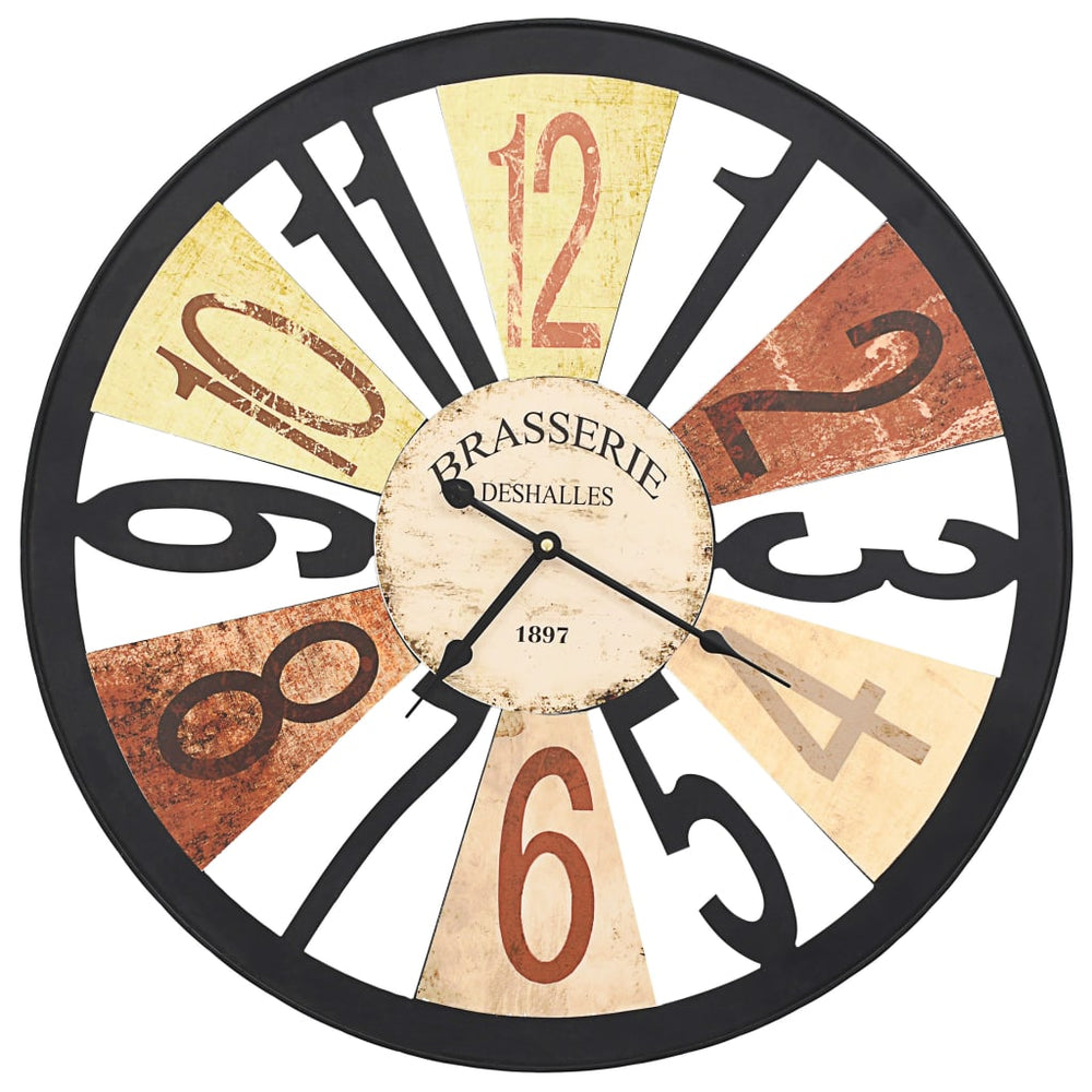 vidaXL Horloge murale métal 60 cm multicolore
