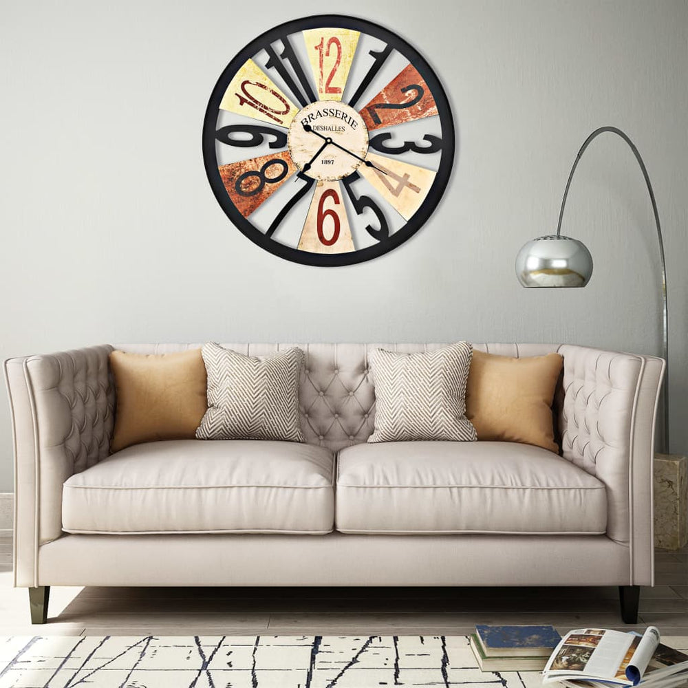 vidaXL Horloge murale métal 60 cm multicolore