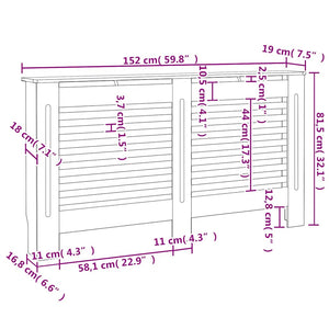 Heizkörperabdeckung Weiß 152×19×81,5 cm MDF