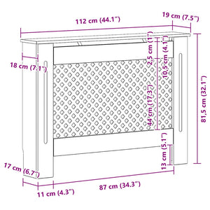 Heizkörperabdeckung Weiß 112×19×81,5 cm MDF