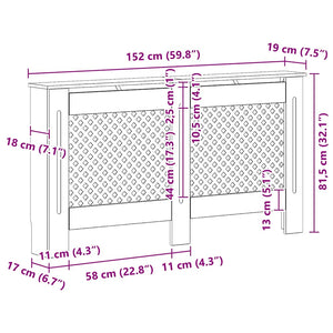 Heizkörperabdeckung Weiß 152x19x81,5 cm MDF