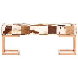 Sitzbank 110 cm Braun Patchwork Echtes Ziegenleder