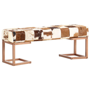 Sitzbank 110 cm Braun Patchwork Echtes Ziegenleder