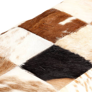 Sitzbank 110 cm Braun Patchwork Echtes Ziegenleder