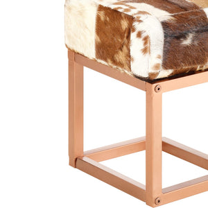 Sitzbank 110 cm Braun Patchwork Echtes Ziegenleder