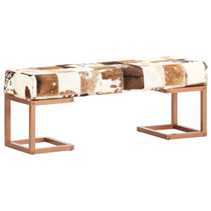 Sitzbank 110 cm Braun Patchwork Echtes Ziegenleder