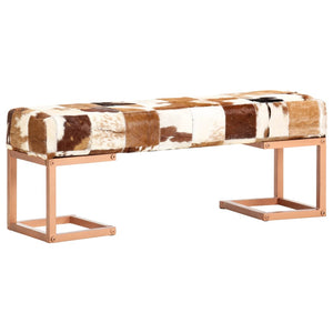 Sitzbank 110 cm Braun Patchwork Echtes Ziegenleder