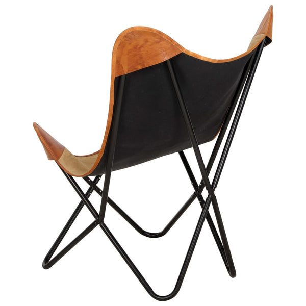 Butterfly-Sessel Braun Echtleder und Canvas