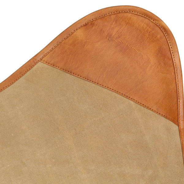 Butterfly-Sessel Braun Echtleder und Canvas
