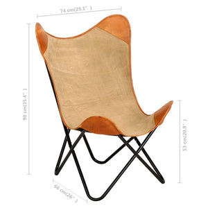 Butterfly-Sessel Braun Echtleder und Canvas