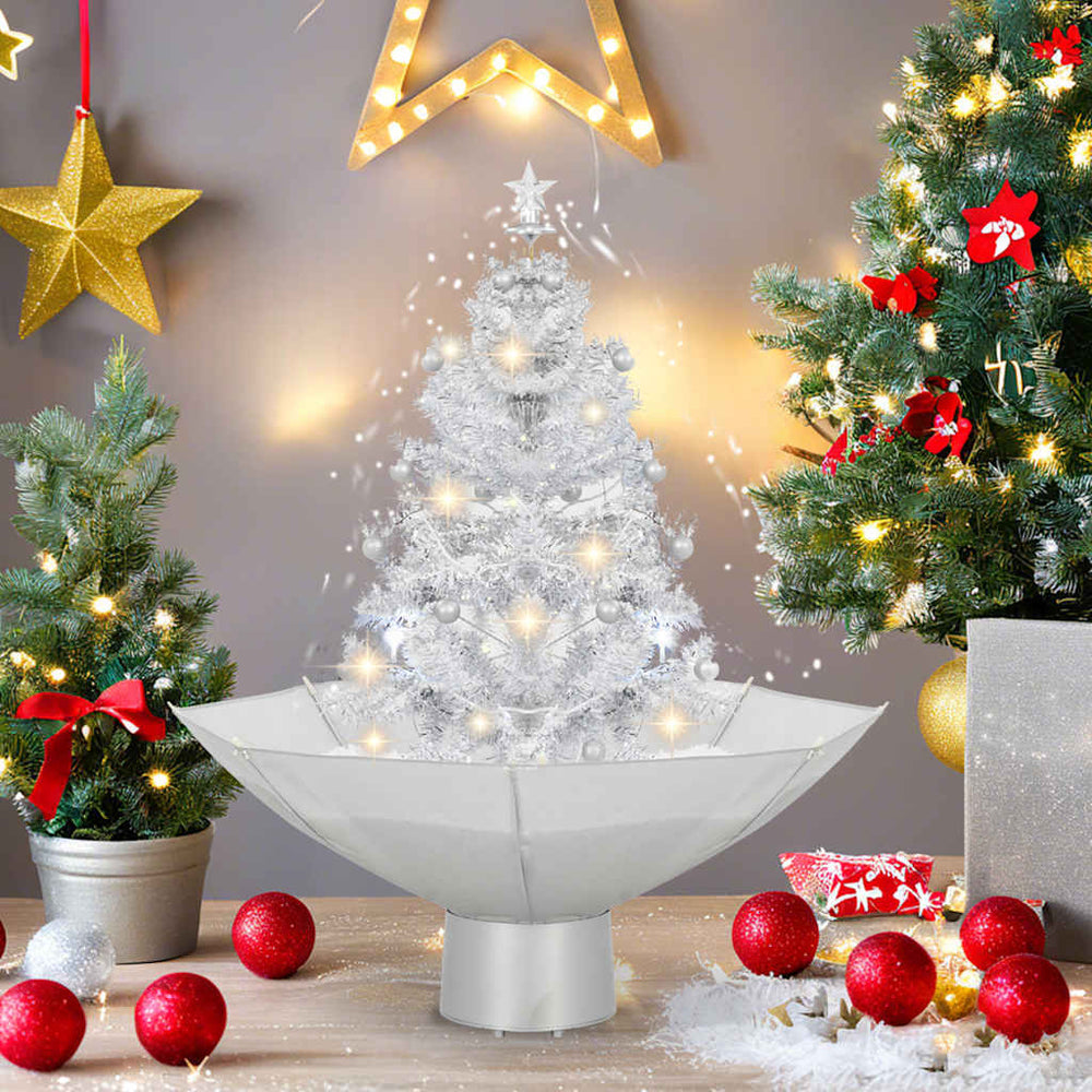 Schneiender Weihnachtsbaum mit Schirmfuß Weiß 75 cm