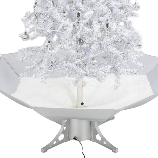 Schneiender Weihnachtsbaum mit Schirmfuß Weiß 140 cm