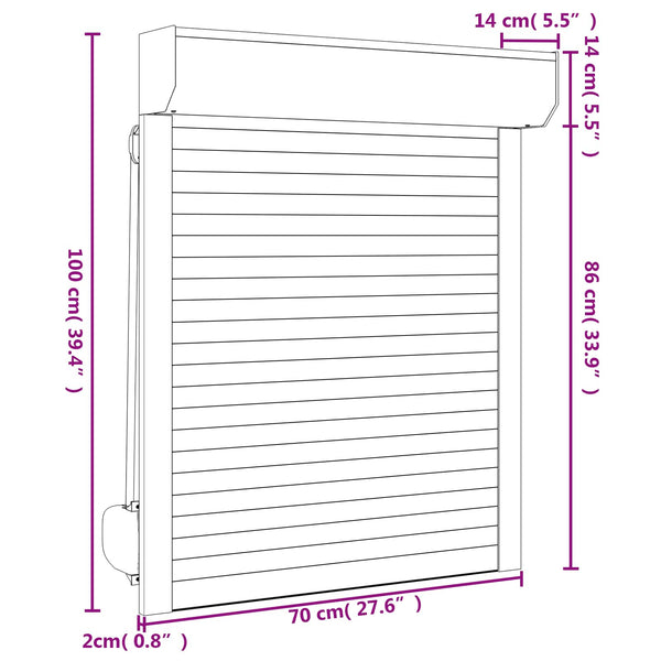 Rollladen Weiß 70x100 cm Aluminium Polyurethan