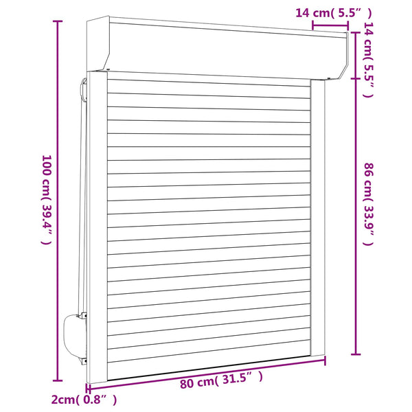 Rollladen Weiß 80x100 cm Aluminium Polyurethan