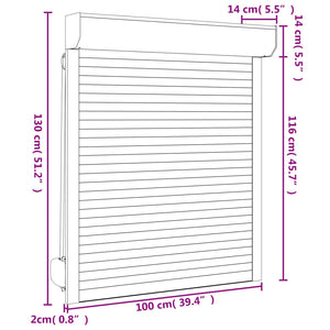 Weißer Rolladen 100x130 cm Aluminium Polyurethan