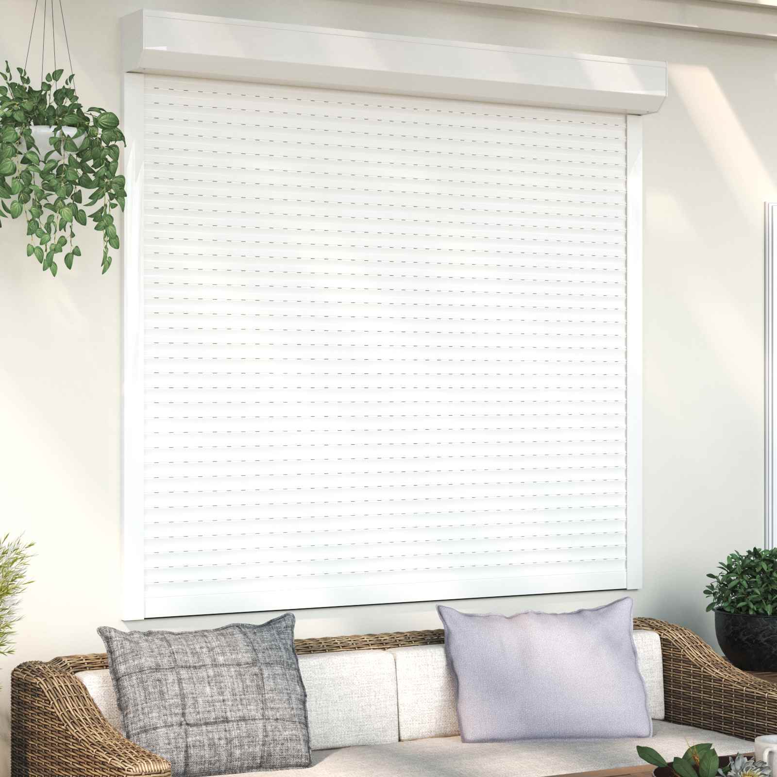 Rollladen Weiß 160x150 cm Aluminium Polyurethan