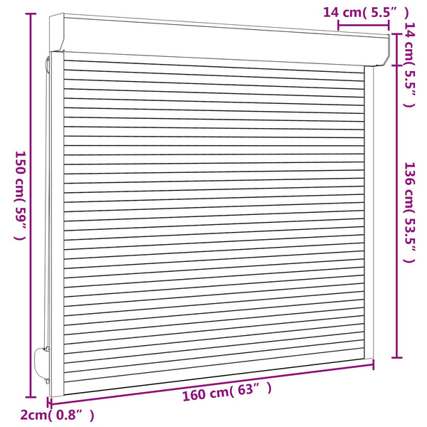 Rollladen Weiß 160x150 cm Aluminium Polyurethan
