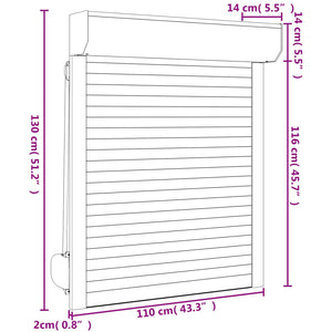 vidaXL Volet roulant anthracite 110 x 130 cm aluminium et polyuréthane