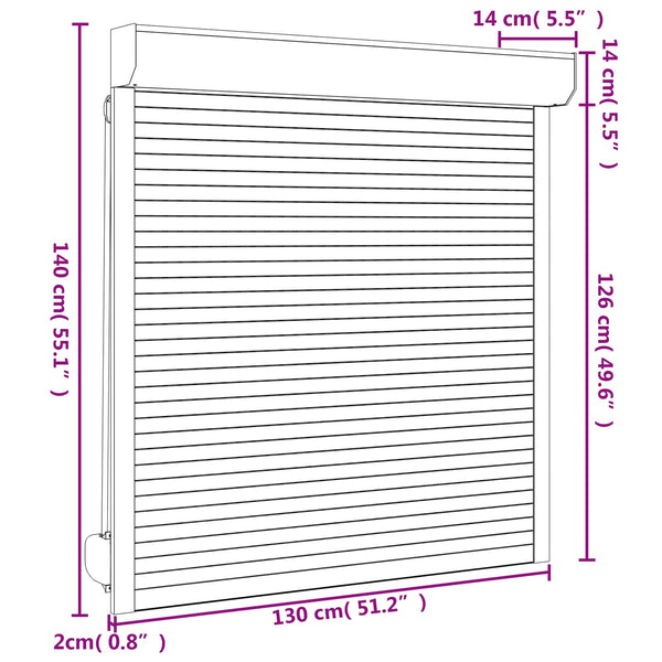 Anthrazit Rollladen 130x140 cm Aluminium