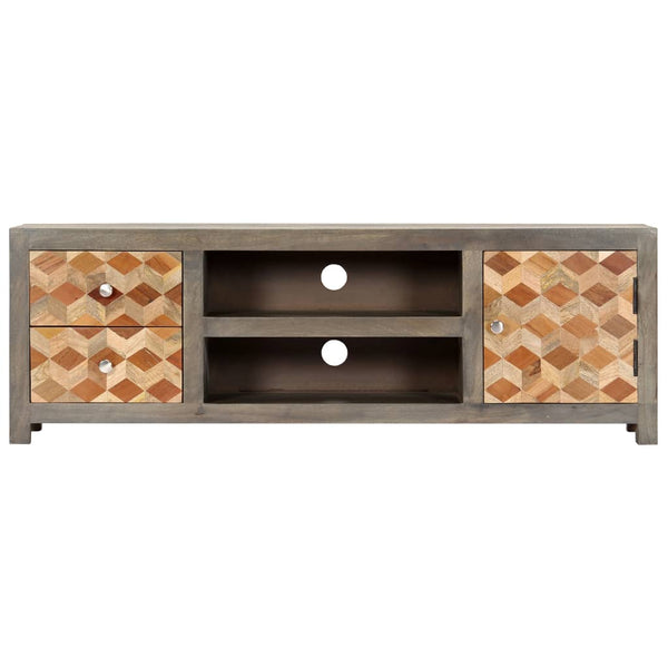 TV-Schrank Grau 120x30x40 cm Massivholz Mango