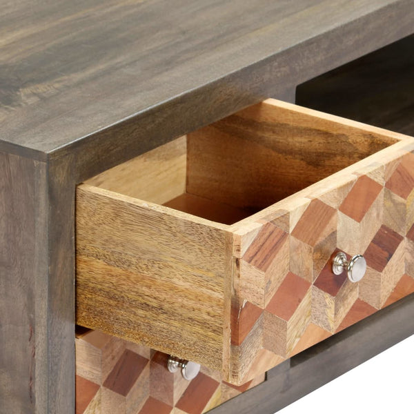 TV-Schrank Grau 120x30x40 cm Massivholz Mango