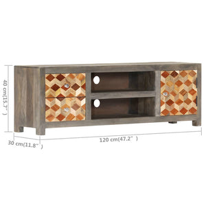 TV-Schrank Grau 120x30x40 cm Massivholz Mango