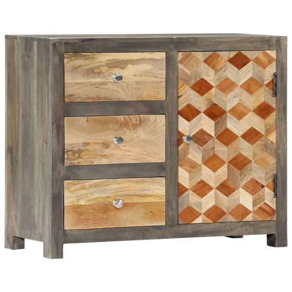 Beistellschrank Grau 75 x 30 x 60 cm Massivholz Mango