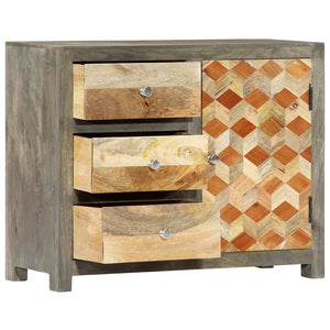 Beistellschrank Grau 75 x 30 x 60 cm Massivholz Mango