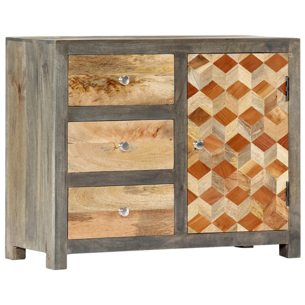 Beistellschrank Grau 75 x 30 x 60 cm Massivholz Mango
