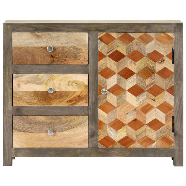 Beistellschrank Grau 75 x 30 x 60 cm Massivholz Mango