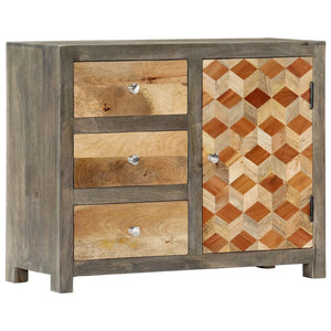 Beistellschrank Grau 75 x 30 x 60 cm Massivholz Mango