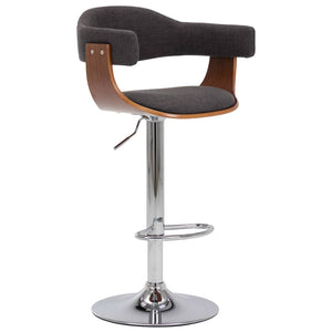 vidaXL Tabourets de bar 2 pcs Gris Bois courbé et Tissu