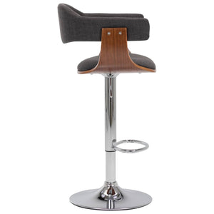 vidaXL Tabourets de bar 2 pcs Gris Bois courbé et Tissu