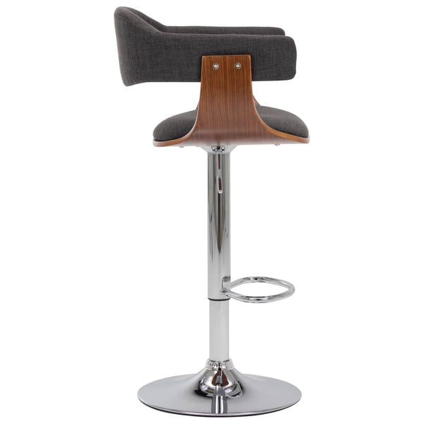 vidaXL Tabourets de bar 2 pcs Gris Bois courbé et Tissu