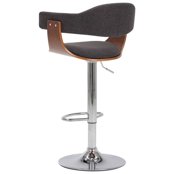 vidaXL Tabourets de bar 2 pcs Gris Bois courbé et Tissu