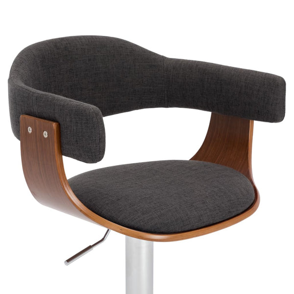 vidaXL Tabourets de bar 2 pcs Gris Bois courbé et Tissu