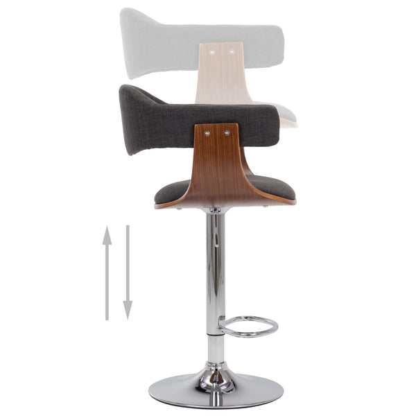 vidaXL Tabourets de bar 2 pcs Gris Bois courbé et Tissu
