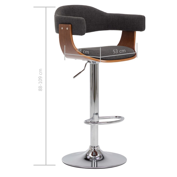 vidaXL Tabourets de bar 2 pcs Gris Bois courbé et Tissu