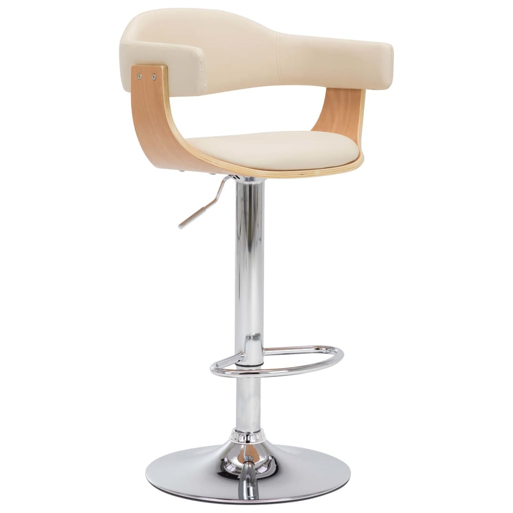 vidaXL Bar Stools 2 pcs Cream Bentwood and Faux Leather
