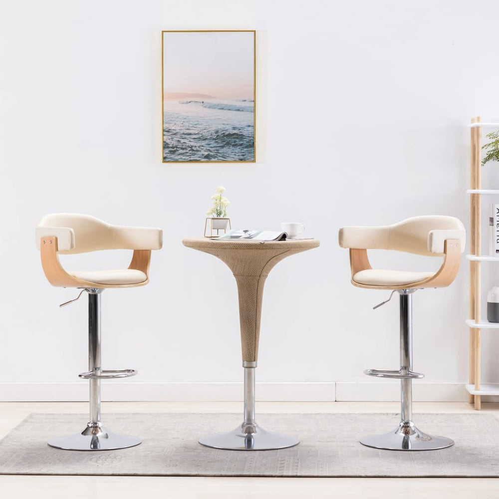 vidaXL Bar Stools 2 pcs Cream Bentwood and Faux Leather